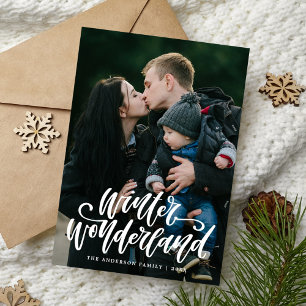 Winter Wonderland Hand-Lettered Script Photo Holiday Card