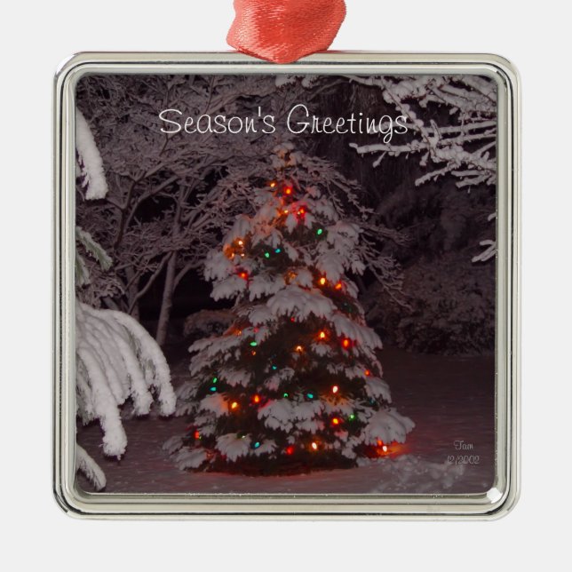 Winter Wonderland Holiday Tree Lights  Metal Ornament (Front)