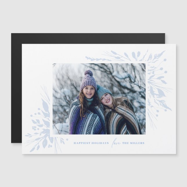 Winter Wonderland Horizontal Holiday Photo Magnet (Front/Back)
