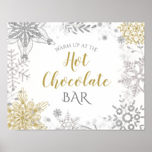 Winter Wonderland Hot Chocolate Silver Gold Poster