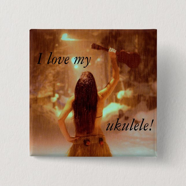 Winter wonderland, I love my, ukulele! 2 Inch Square Button (Front)