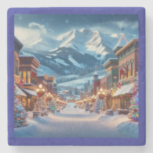 Winter Wonderland in Crested Butte, Colorado Stone Coaster