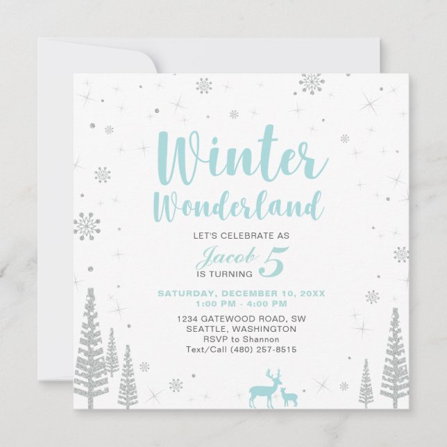 Winter Wonderland - Invitation Anniversaire de enf (Devant)