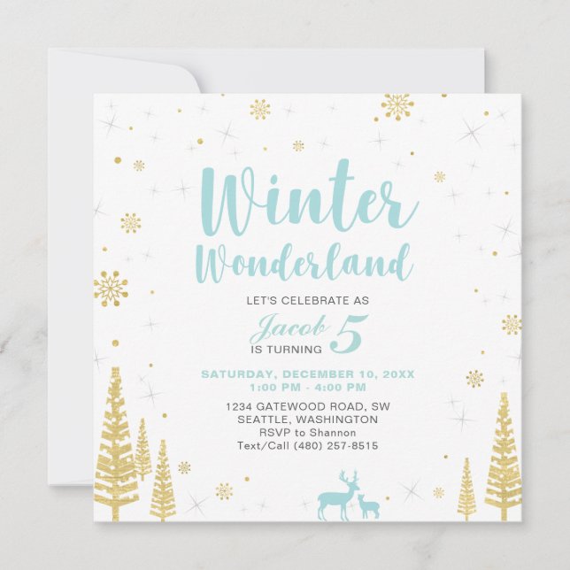 Winter Wonderland - Invitation Anniversaire de enf (Devant)