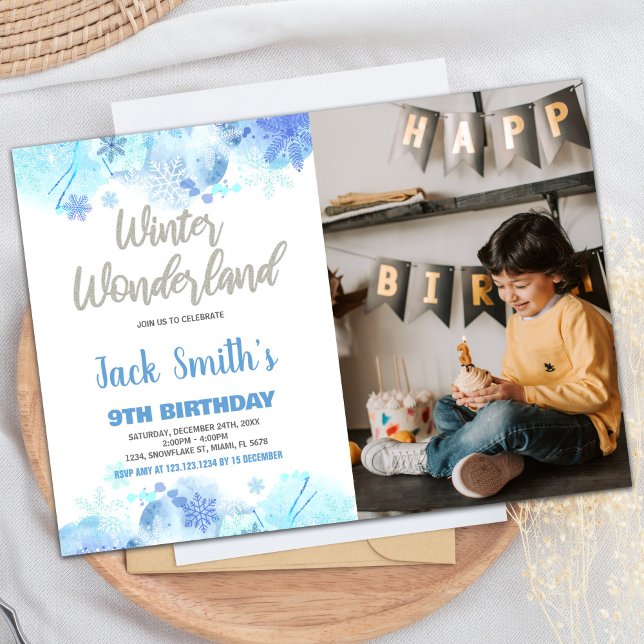 Winter Wonderland Invitations Blue Snow Photo (Winter Wonderland Invitations Blue Snow Photo)