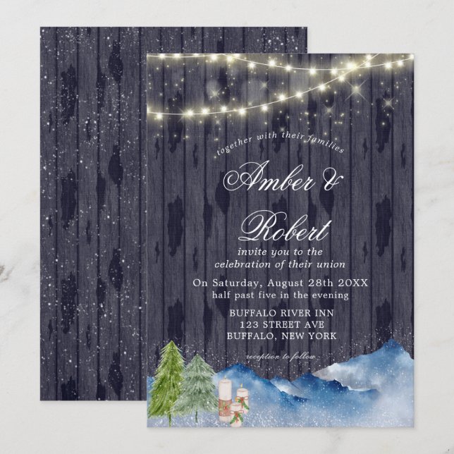 Winter Wonderland | Invitations de mariage peint (Devant / Derrière)