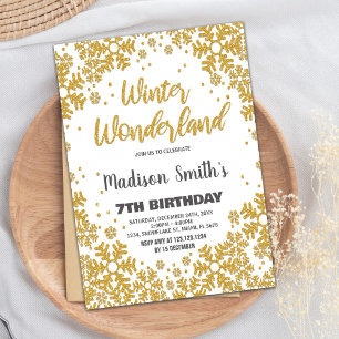 Winter Wonderland Invitations Gold Glitter
