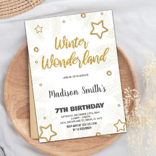 Winter Wonderland Invitations Star Gold Glitter 
