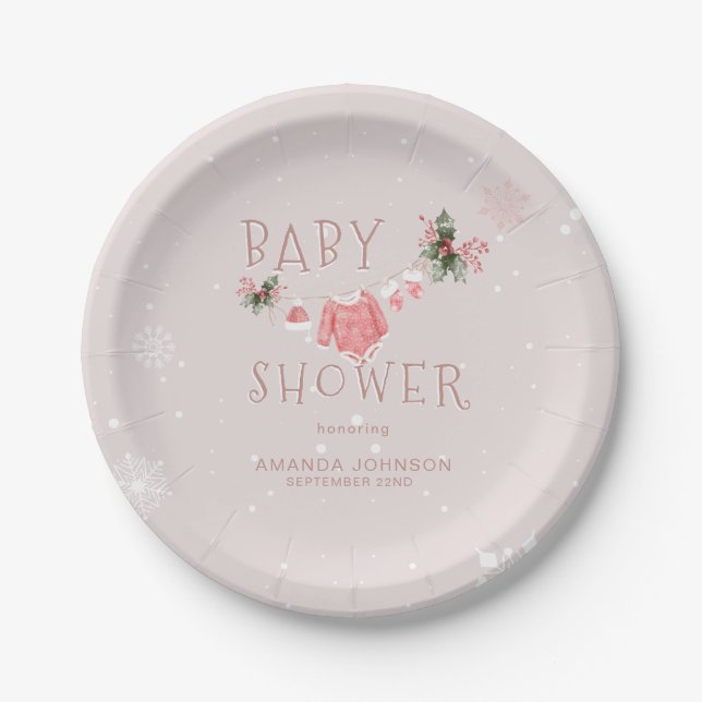 Winter Wonderland It's Cold Outside Baby Shower Paper Plate (Front)