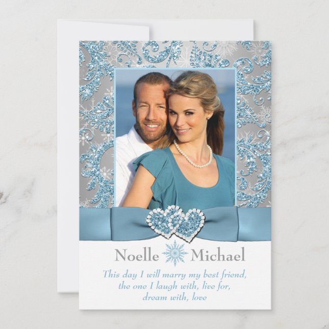 Winter Wonderland Joined Hearts PHOTO Invite (Front)