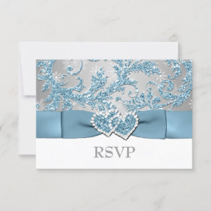 Winter Wonderland, Joined Hearts Wedding RSVP 2 Card