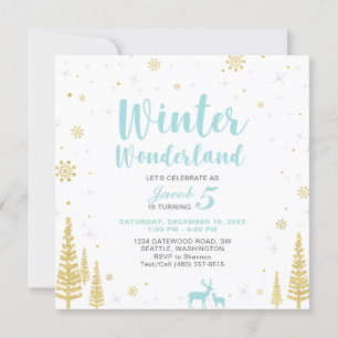 Winter Wonderland - Kids Birthday Invitation - Boy
