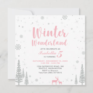 Winter Wonderland  Kids Birthday Invitation - Girl