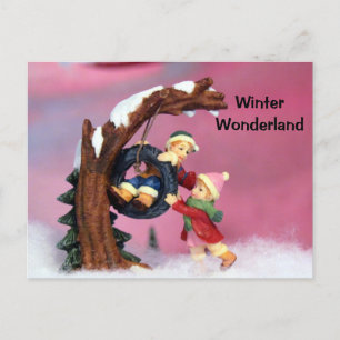 Winter Wonderland Kids Tree Swing Postcard