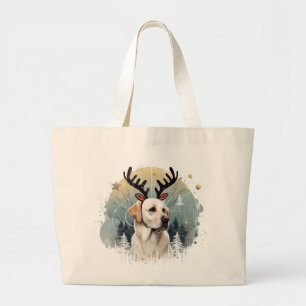 Winter Wonderland Labrador Retriever Reindeer Xmas Large Tote Bag