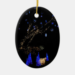 Winter Wonderland Lights Blue and White Holiday Ceramic Ornament