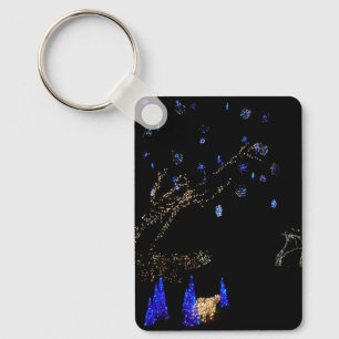 Winter Wonderland Lights Blue and White Holiday Keychain