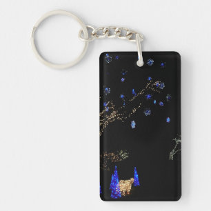 Winter Wonderland Lights Blue and White Holiday Keychain