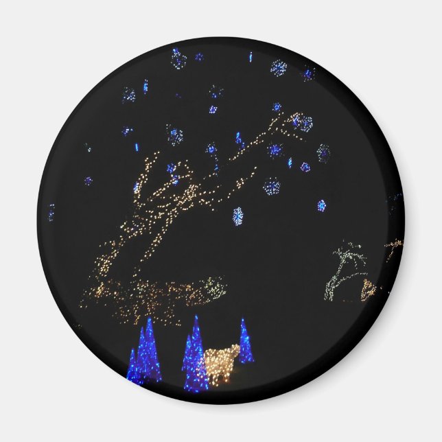 Winter Wonderland Lights Blue and White Holiday Magnet (Front)