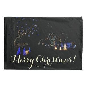 Winter Wonderland Lights Blue and White Holiday Pillowcase