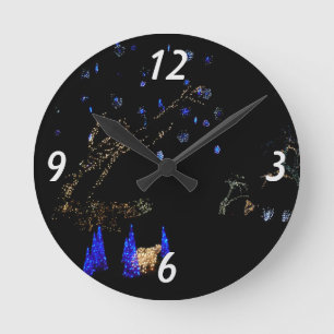 Winter Wonderland Lights Blue and White Holiday Round Clock