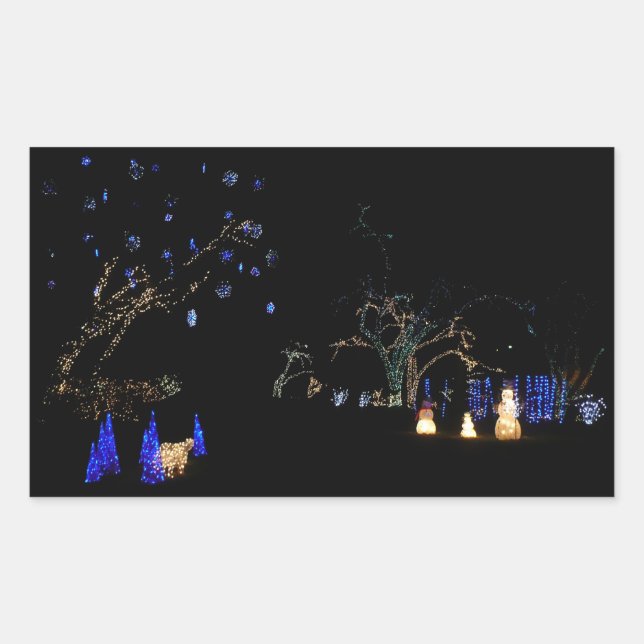 Winter Wonderland Lights Blue and White Holiday Sticker (Front)