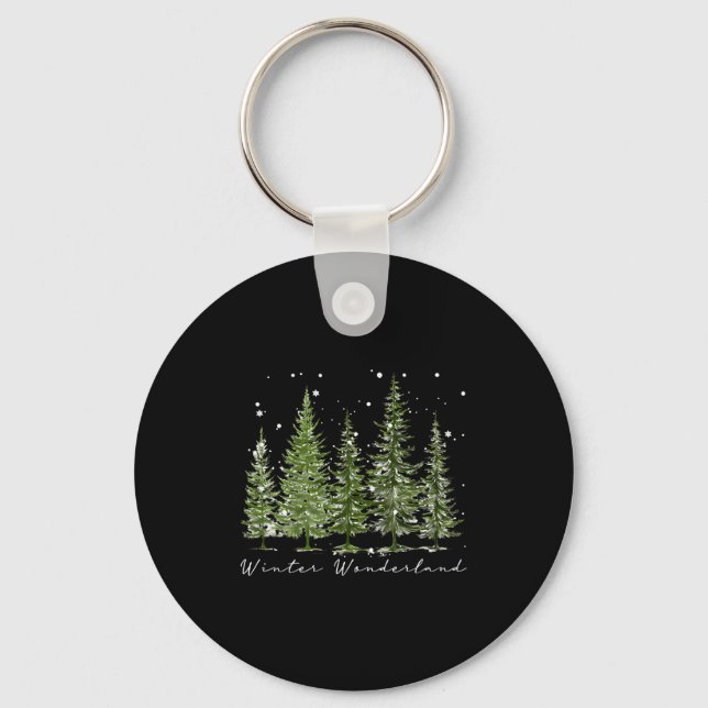 Winter Wonderland Merry Christmas Xmas Tree Pajama Keychain (Front)