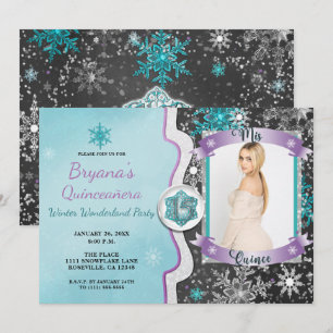 Winter Wonderland Mis Quince 15 Invitations photo