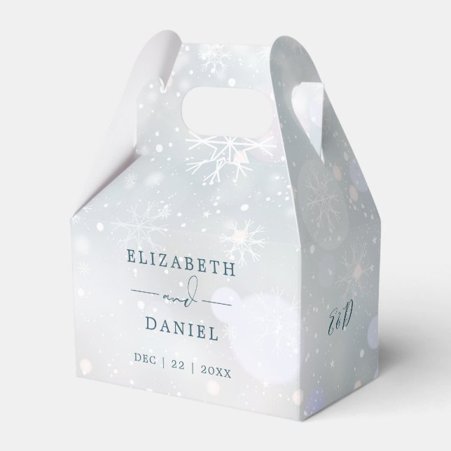 Winter Wonderland Monogram Snow Wedding Favor Box (Front Side)