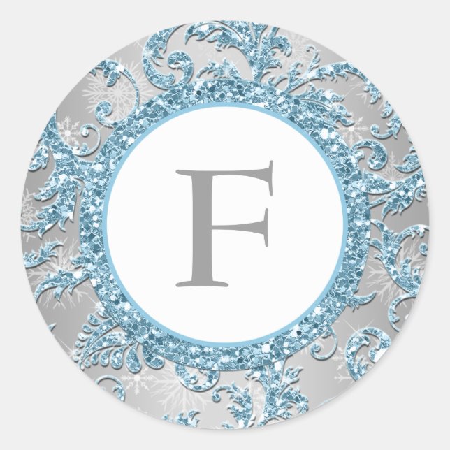 Winter Wonderland Monogrammed Wedding Sticker (Front)