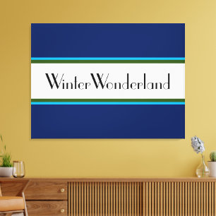 WINTER WONDERLAND Navy White Holiday Stripes Canvas Print