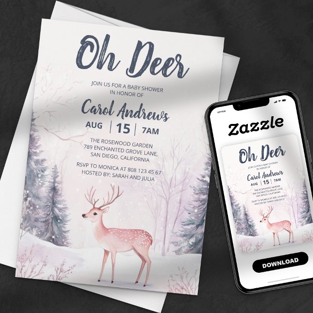 Winter Wonderland Oh Deer Baby Shower Invitation (Creator Uploaded)