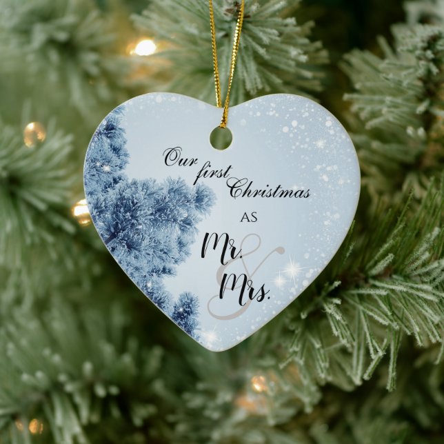 Winter Wonderland | Our First Christmas Mr and Mrs Ceramic Ornament (Tree)