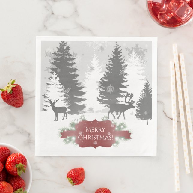 Winter Wonderland Paper Napkin - Red (Insitu)