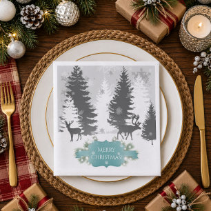 Winter Wonderland Paper Napkin - Teal