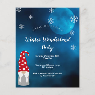 Winter wonderland party blue gnome invitation