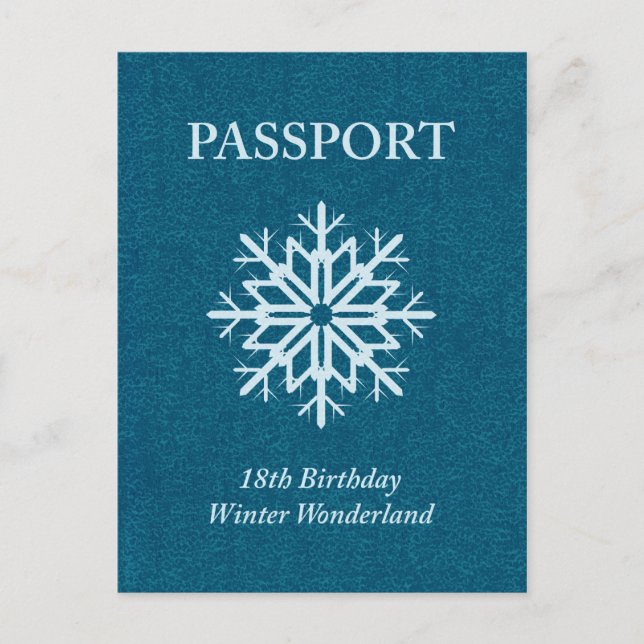 winter wonderland passport 18th birthday postcard (Front)