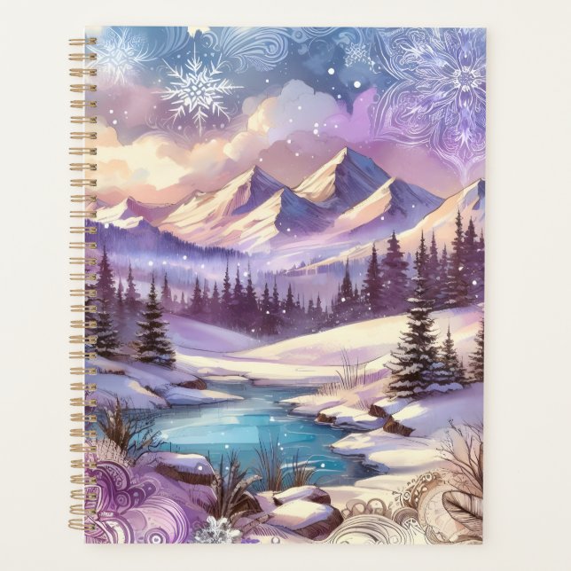 Winter Wonderland Patterns of Nature Mountain Lake Planner (Front)