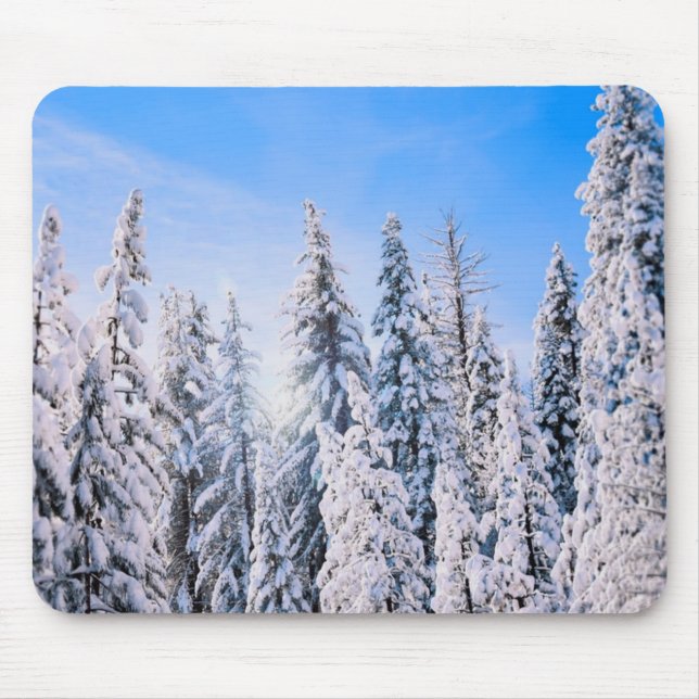 Winter Wonderland Pine Trees in Snow Mouse Pad (Front)