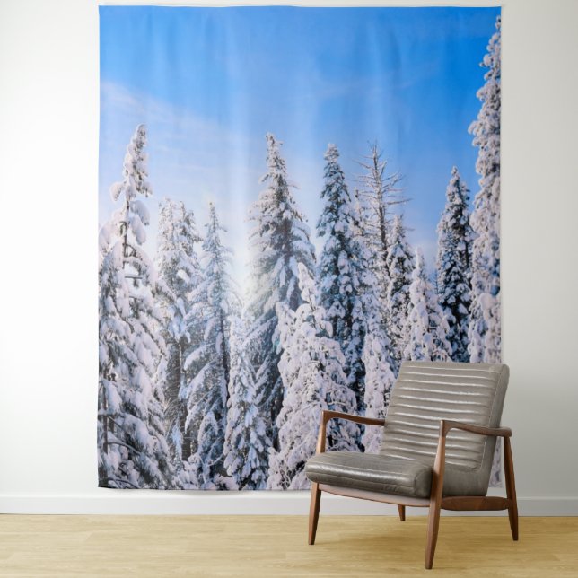 Winter Wonderland Pine Trees in Snow Tapestry (In Situ)