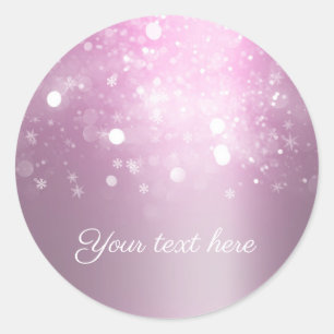 Winter Wonderland Pink Silver Sparkling Lights Classic Round Sticker