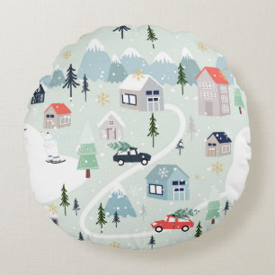 Winter Wonderland: Polar Bear Christmas Round Pillow