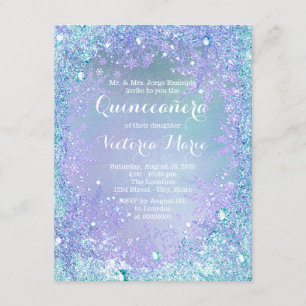 Winter Wonderland Pruple Teal Quinceanera Invitation