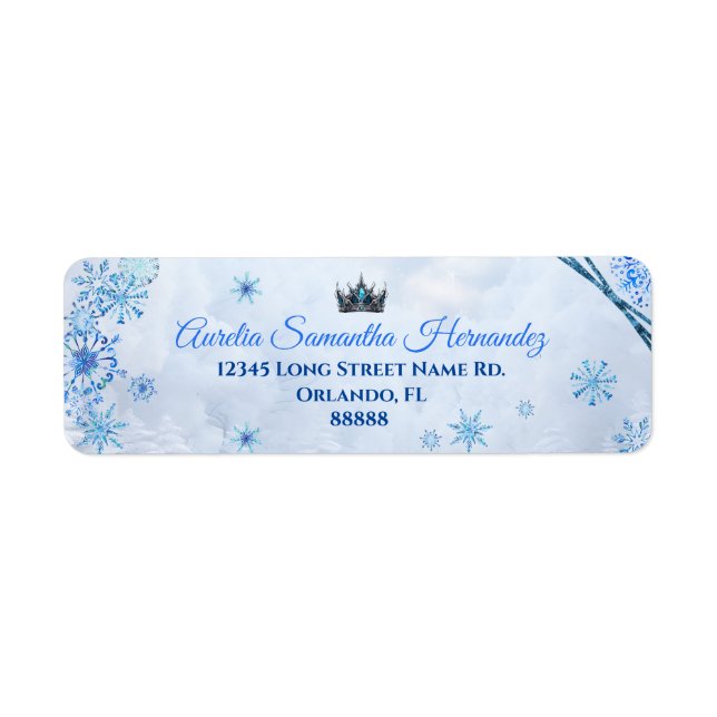 Winter Wonderland Quinceañera Return Address (Front)