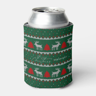 Winter Wonderland,Reindeer Pine Tree Green Can Cooler