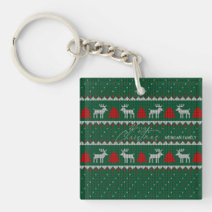Winter Wonderland,Reindeer Pine Tree Green Keychain
