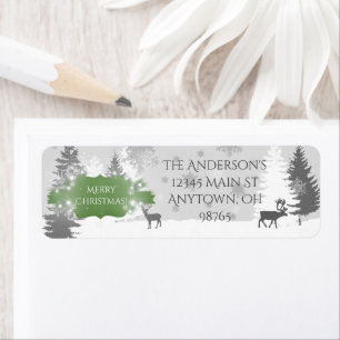 Winter Wonderland Return Address Labels - Green