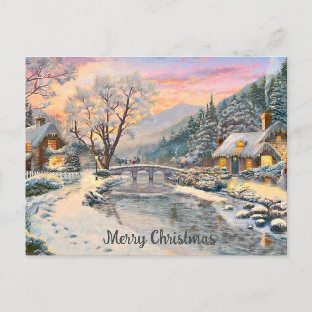 Winter Wonderland Riverside Cottages and Enchanted Postcard (Front)