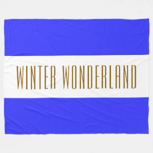 WINTER WONDERLAND Royal Blue White Stripes Fleece Blanket