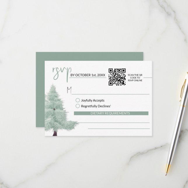 Winter Wonderland RSVP Card With QR Code  (Front/Back In Situ)